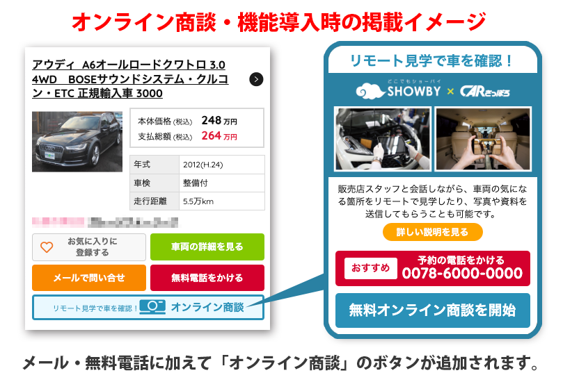 オンライン商談対応販売店の掲載イメージ